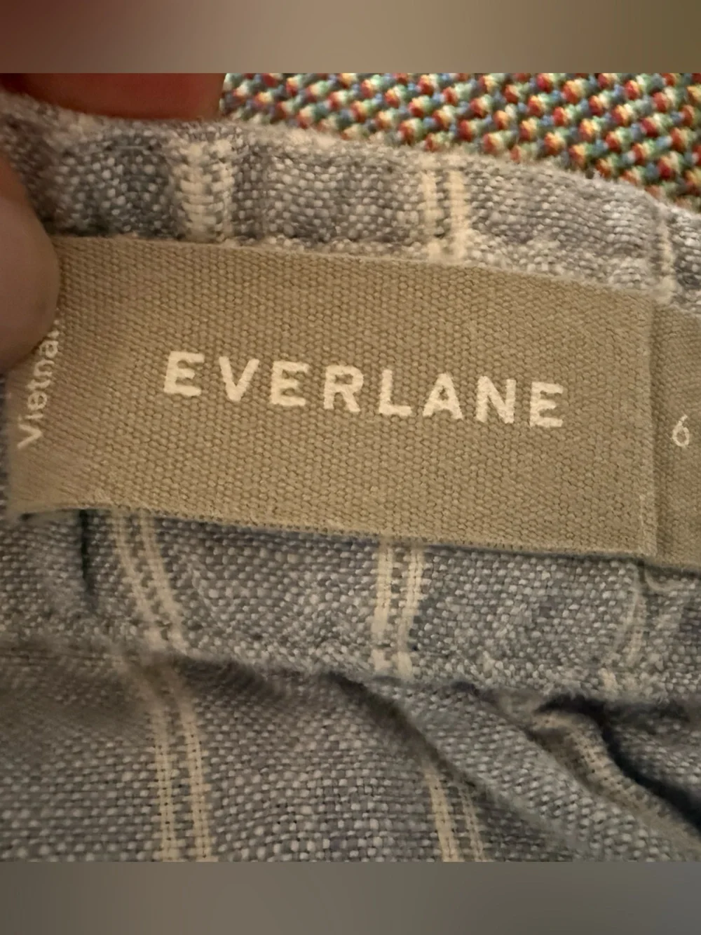 Everlane Linen Jumpsuit Light Blue White Stripe Size 6